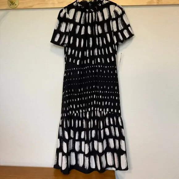 maggy london black white dress Donna Morgan for Maggy London Eleonora Black Midi Dress with White Acc –  Deja Nu Tx main image 1
